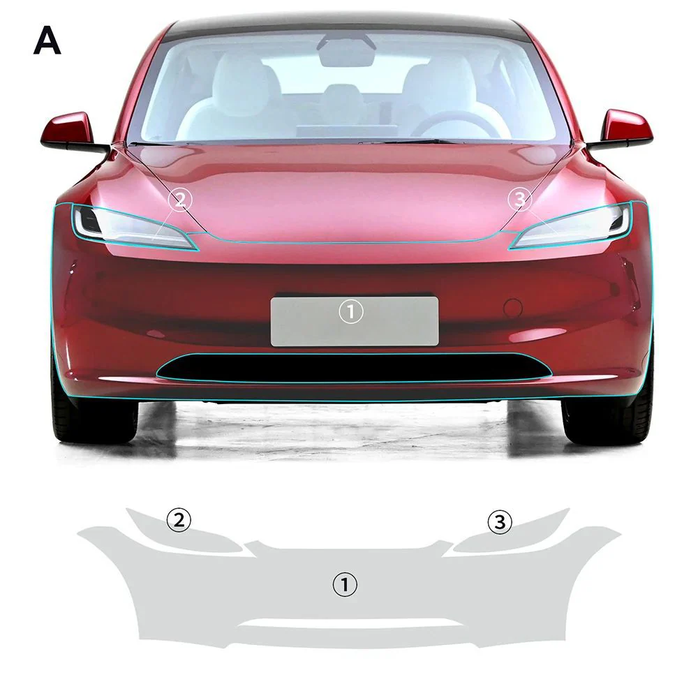 2023.10+ Model 3 Highland Pre-cut TPU Full Body PPF Transparent Film Scratch Protector | Tlyard - Image 6