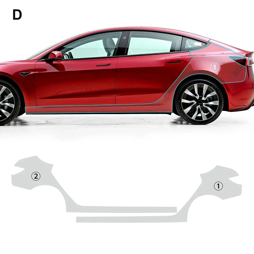 2023.10+ Model 3 Highland Pre-cut TPU Full Body PPF Transparent Film Scratch Protector | Tlyard - Image 9