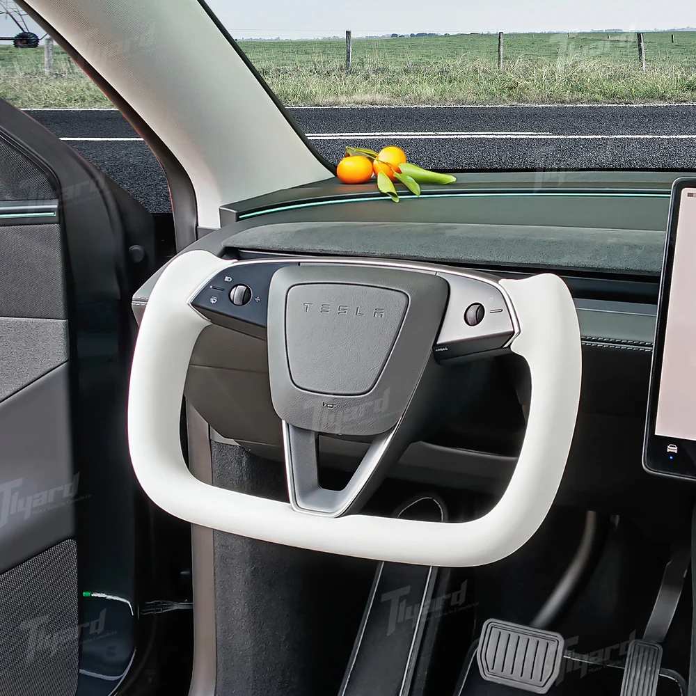 2025+ Tesla Model Y Juniper Yoke Steering Wheel Premium Heated Nappa/Alcatara Steering Wheel Upgrade | Tlyard - Image 3