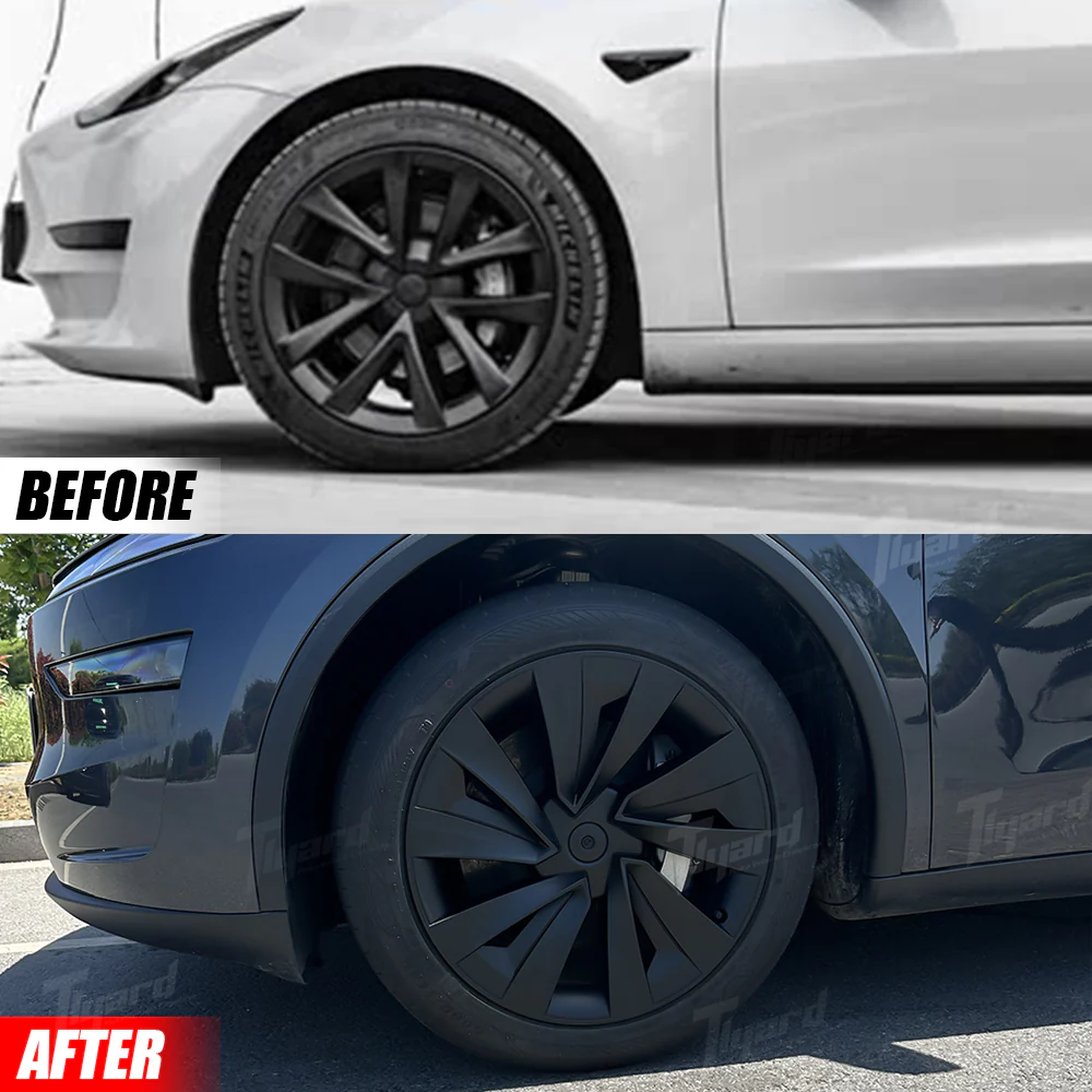2025+ Model Y Juniper 19" Wheel Cover Aerodynamic Twisted Star Hubcaps 4 PCS - Image 4