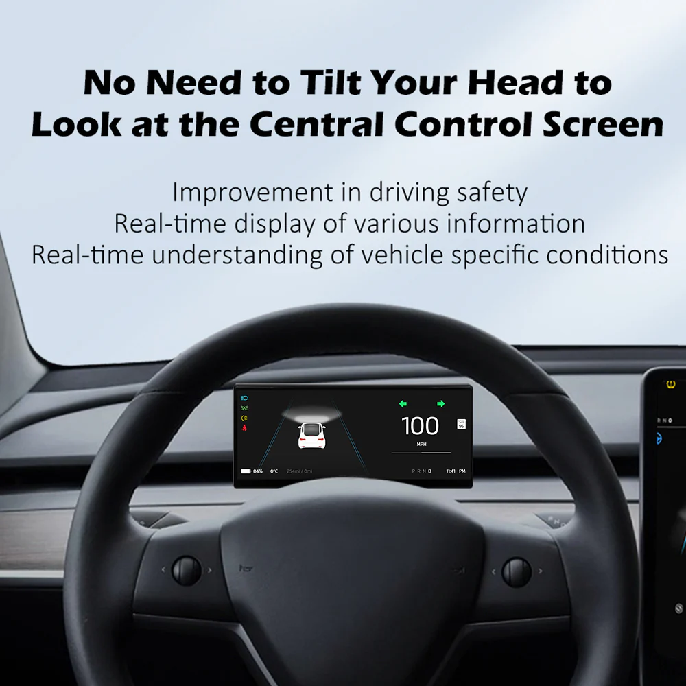 9" Carplay Front Camera Smart LCD Dashboard Heads Up Display Tesla Model 3 & Y - Image 7