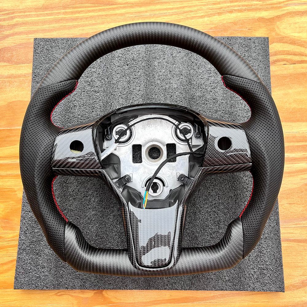 Customized Sport Round Heated Real Carbon Fiber Steering Wheel For Model 3/Y/Highland/Juniper/Standard - Image 8