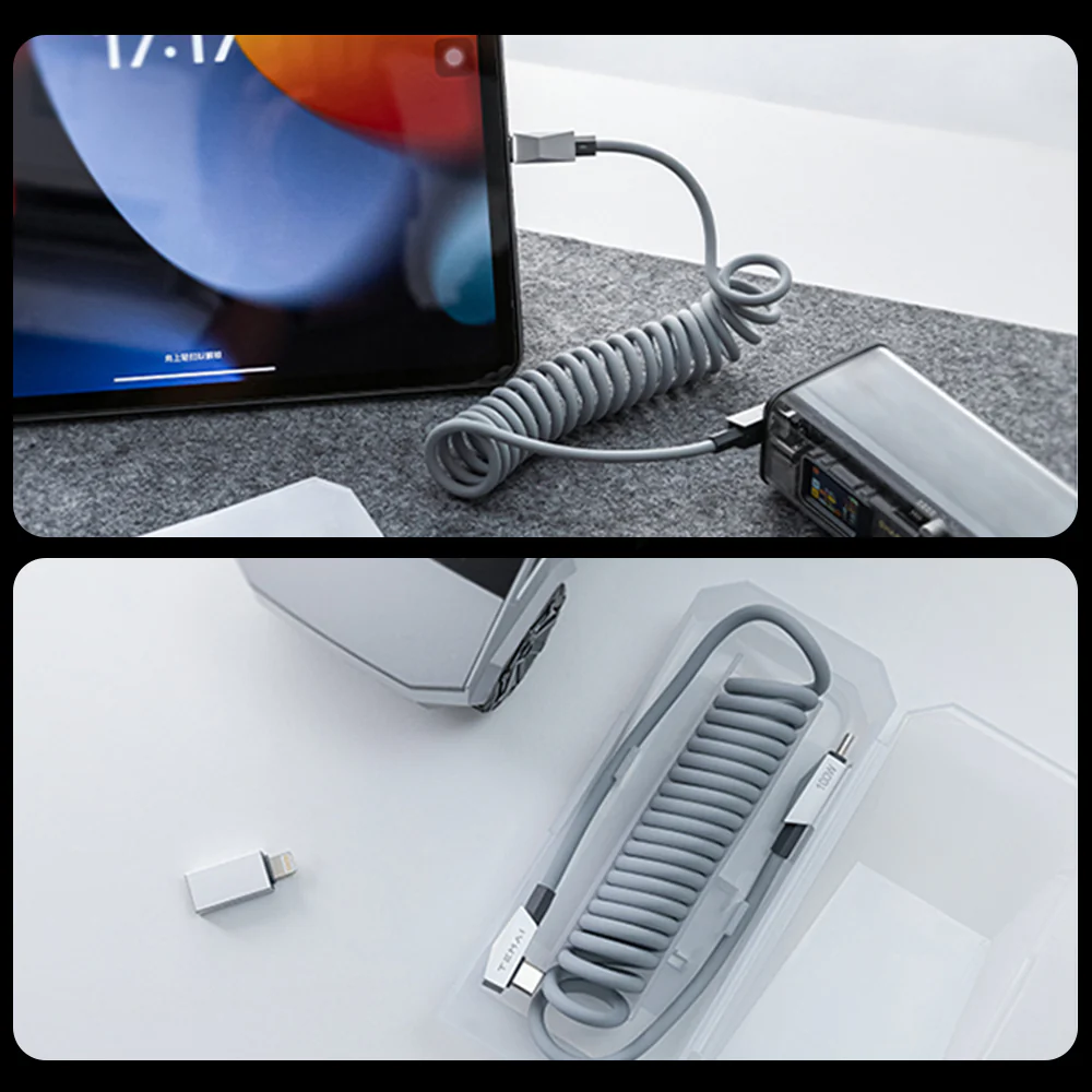 Magnetic Coiled 100W USB-C Charging Cable for Tesla Model 3/Y/S/X & Cybertruck - Image 8