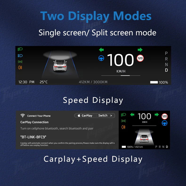 T3 Pro Model 3 & Y 8.8 Inches Front Camera Carplay Instrument Cluster - Image 6