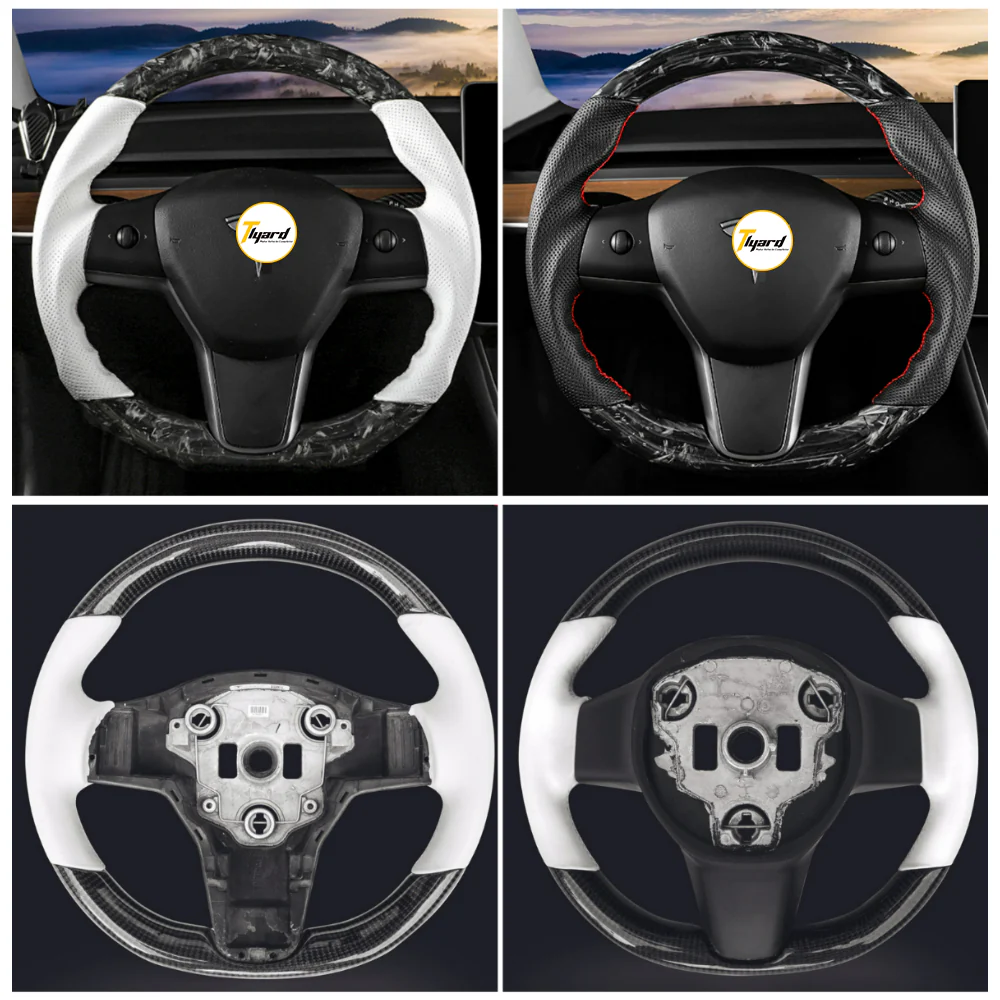 Model 3/ Y Customized Round Nappa Leather Steering Wheel Tesla Modification for Highland/Juniper/Standard - Image 3