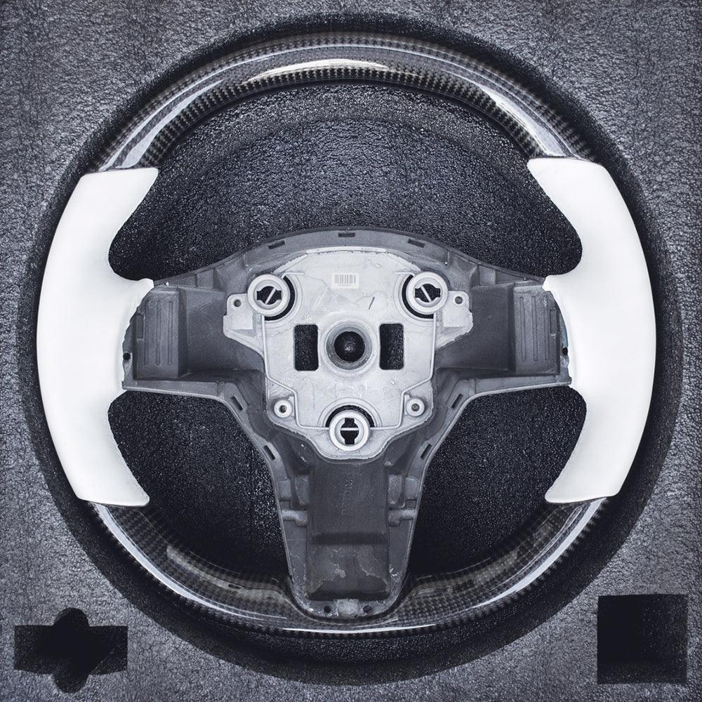 Model 3/ Y Customized Round Nappa Leather Steering Wheel Tesla Modification for Highland/Juniper/Standard - Image 5