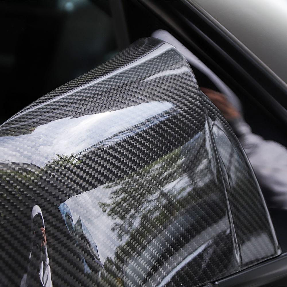 Real Carbon Fiber Rearview Mirror Cover Overlay For Model 3 & Y Highland Ox Horn Style - Image 4