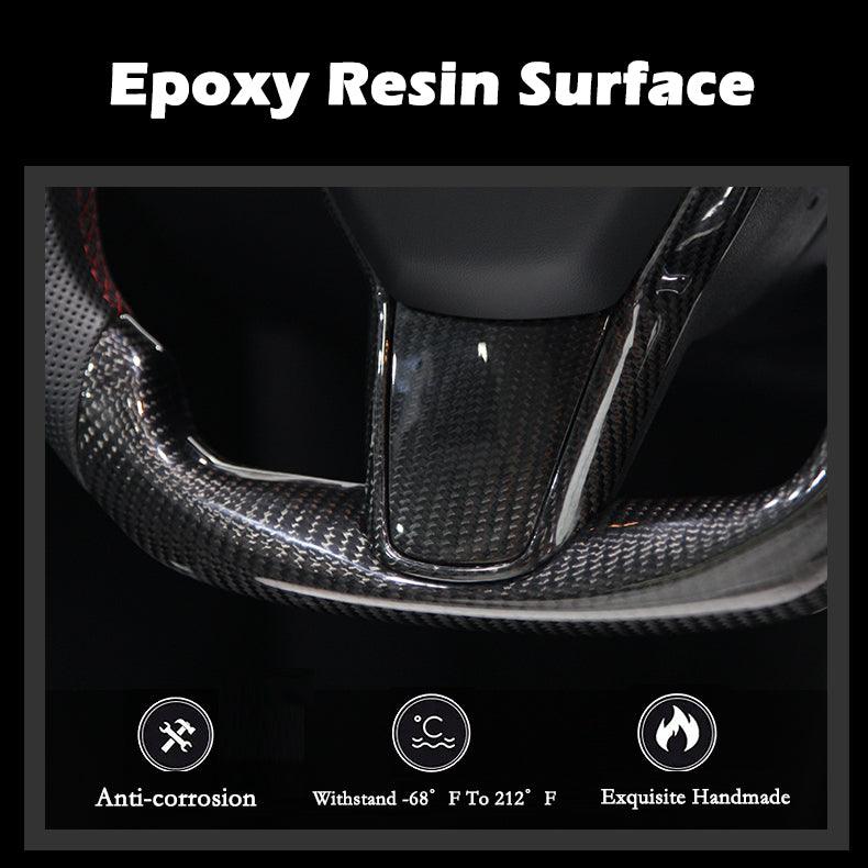 Modified Model 3 & Y Yoke Style Full Real Carbon Fiber Heated Steering Wheel - Image 8