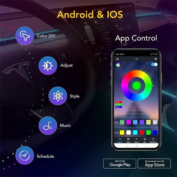 Interior Ambient RGB LED Strip Lights With App Controller For Model 3/ Y - Image 4