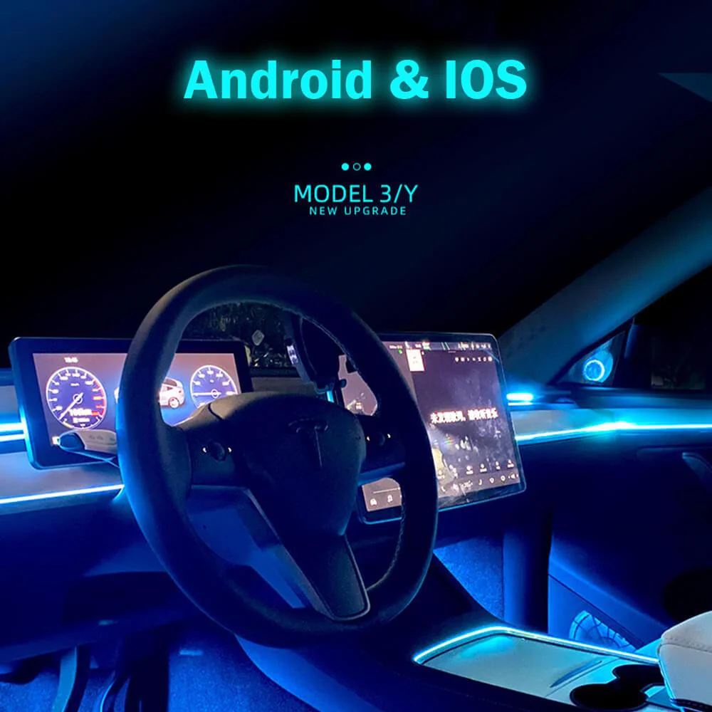 Interior Ambient RGB LED Strip Lights With App Controller For Model 3/ Y - Image 5
