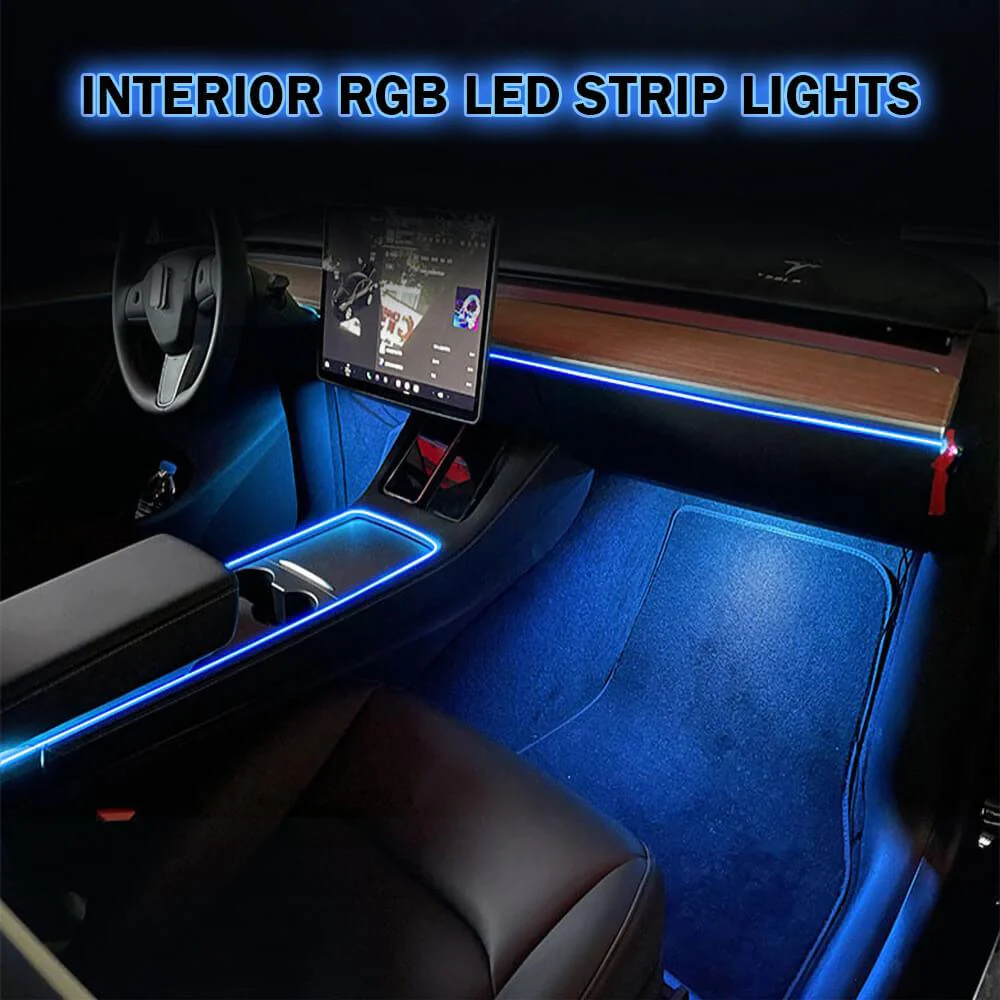 Interior Ambient RGB LED Strip Lights With App Controller For Model 3/ Y - Image 6