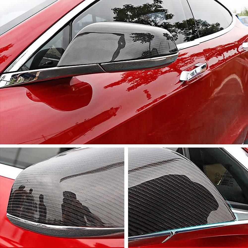 Real Molded Carbon Fiber Mirror Overlay Gen. 2 (1 Pair)  For 2012-2020 Model S - Image 3