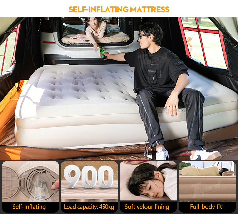 Premium 16" Double Air Mattress with Built-in Rechargeable Pump | Tlyard - Image 2