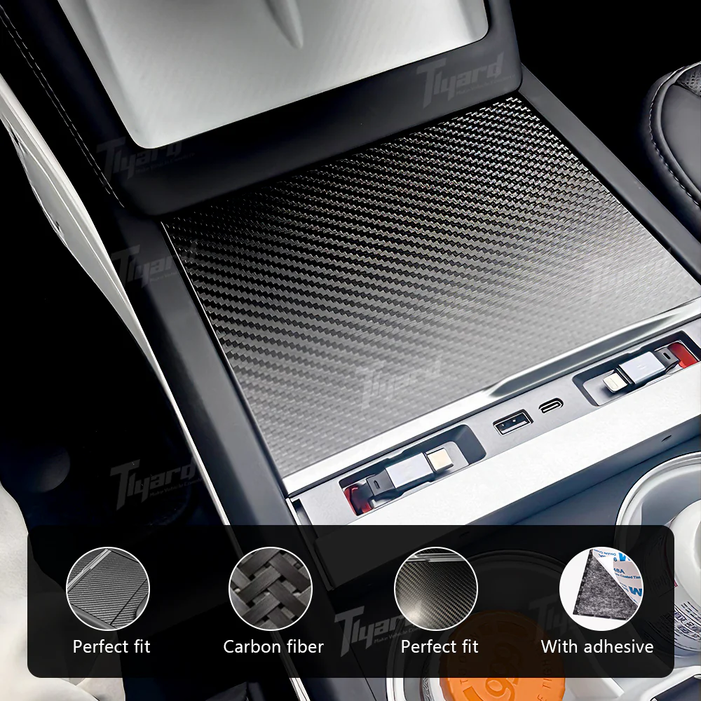 Real Carbon Fiber Center Console Overlay for Tesla Model 3 Highland / Model Y Juniper - Image 3