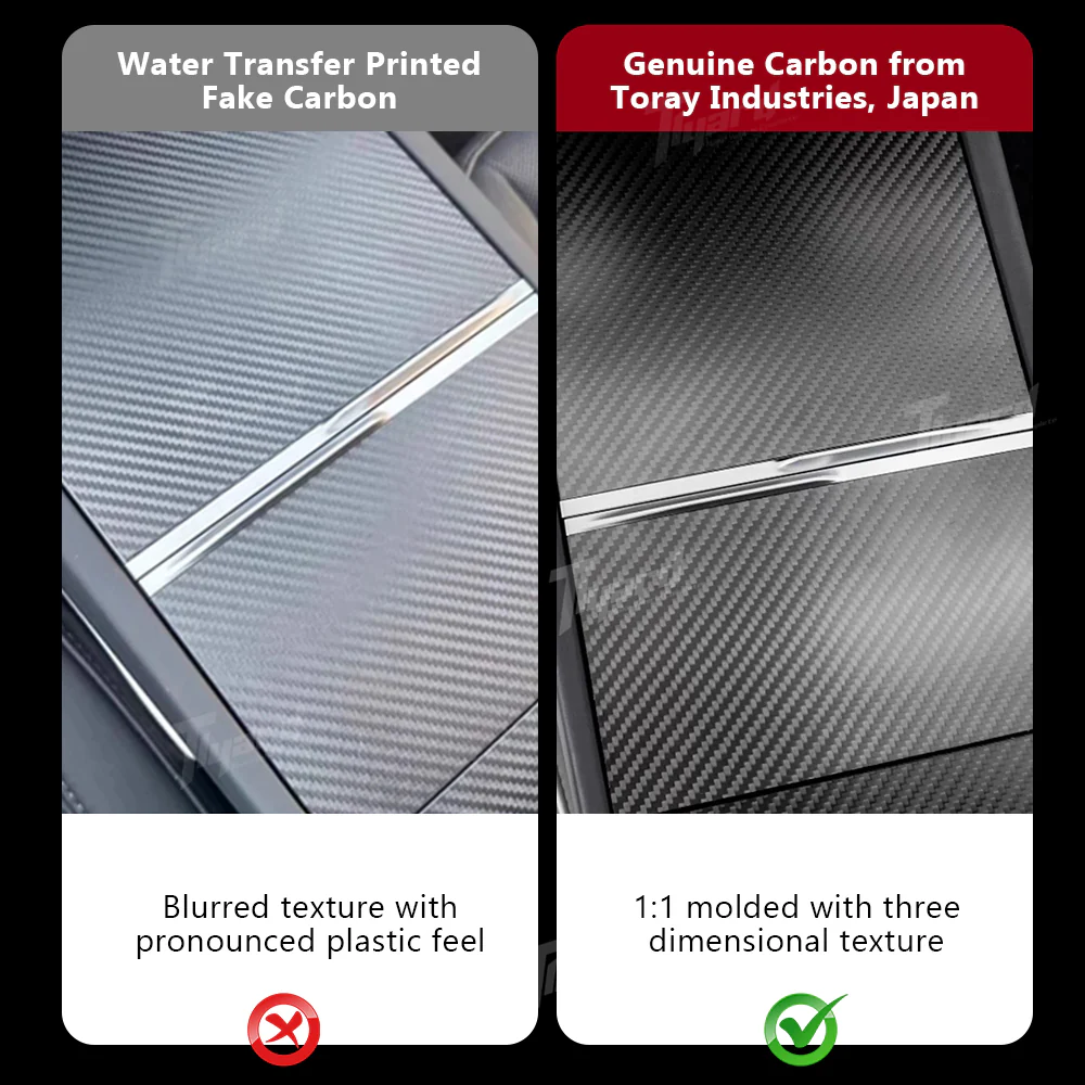 Real Carbon Fiber Center Console Overlay for Tesla Model 3 Highland / Model Y Juniper - Image 5