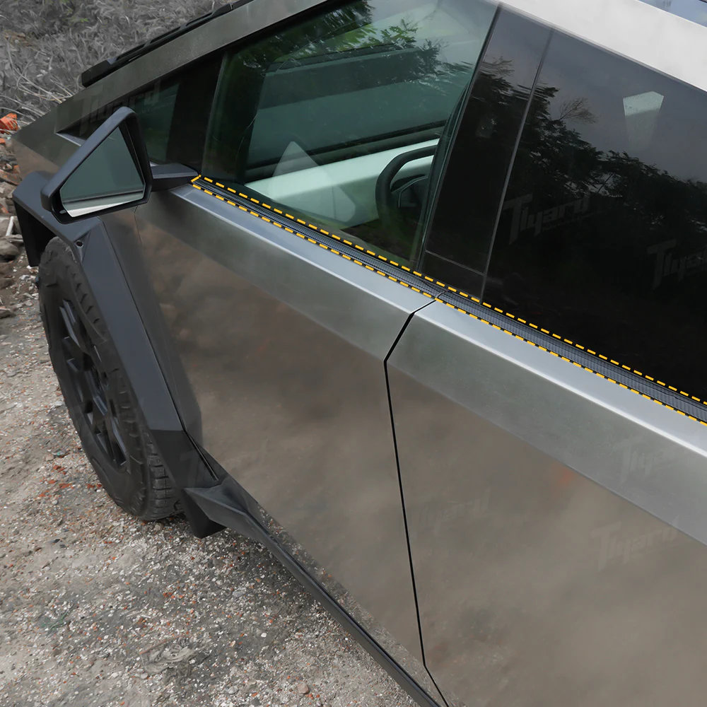 Real Carbon Fiber Window Trim Overlays for Cybertruck Upgrade | Tlyard - Image 4