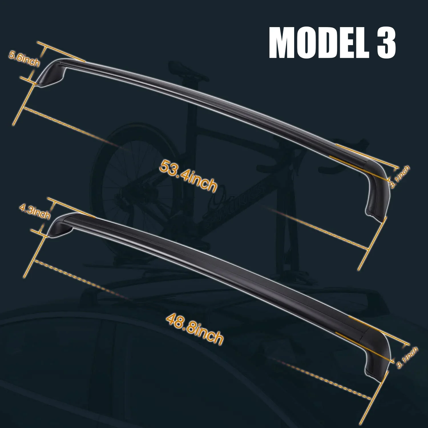 Model 3/Y/Highland 3 Lockable Roof Rack Aluminum Cargo Cross Bars (Set of 2) - Image 7