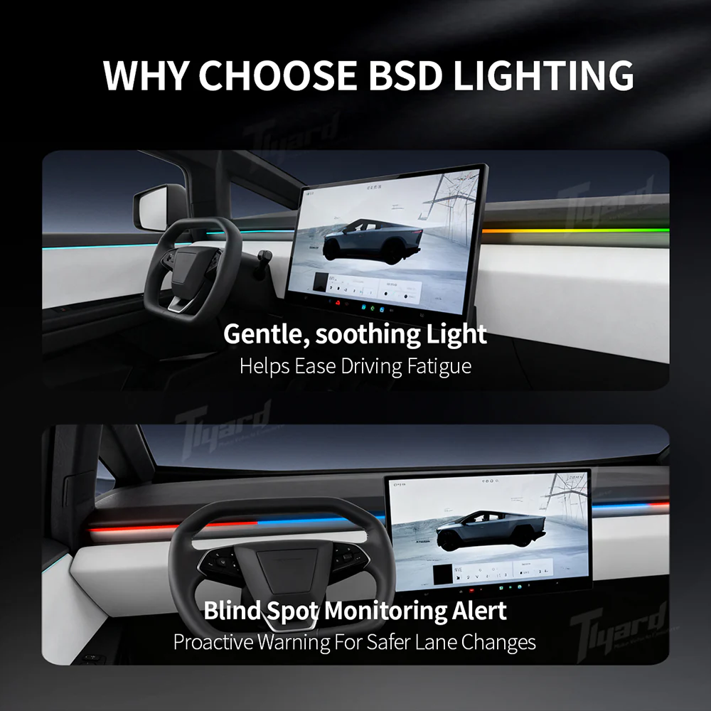 Tesla Cybertruck Smart BSD Ambient Lighting - Intelligent Blind Spot Detection & Interactive Interior Mood Lights | Tlyard - Image 6