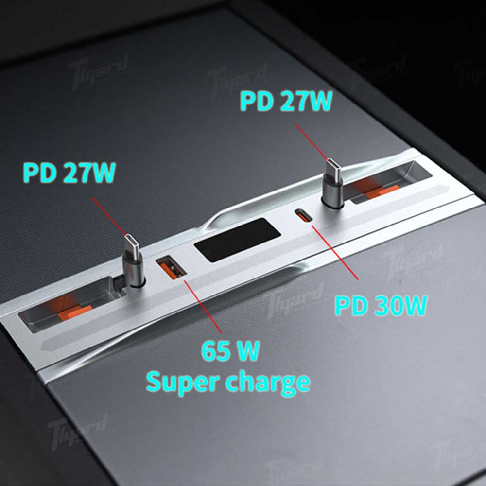 Tesla Model 3 Highland/ Model Y Juniper USB Hub Multifunction Docking Station with Retractable Fast Charging Cable & Dynamic Ambient Light | Tlyard - Image 5