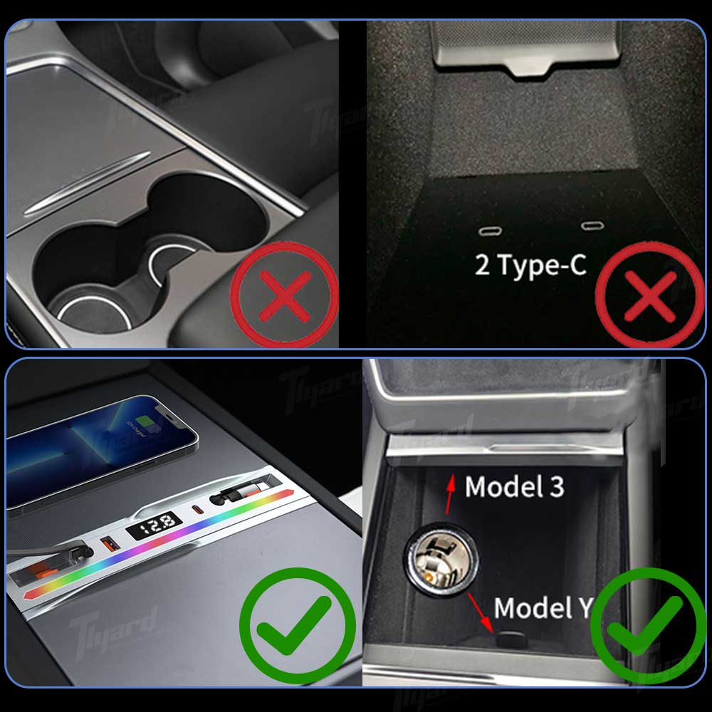 Tesla Model 3 Highland/ Model Y Juniper USB Hub Multifunction Docking Station with Retractable Fast Charging Cable & Dynamic Ambient Light | Tlyard - Image 6