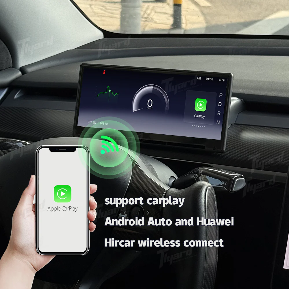 Tesla Model 3/Y/3 Highland/Y Juniper F9 Pro 8.9-inch Touch Screen Carplay/Android Auto Smart Dashboard with Front Camera | Tlyard - Image 4