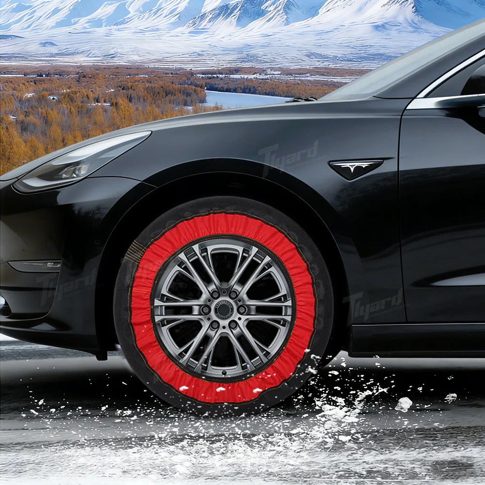 Tlyard Tesla Snow Socks for Tires - Anti-Slip Tire Traction Aids for Model 3/Y/S/X, Winter Emergency Tire Chains Alternative - Image 2